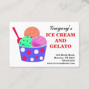 Cartão De Visita Gelato, Sorvete Vermelho Rosa Azul