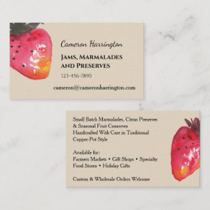Cartão De Visita Geléia de Morango Aquarela Artesanal              