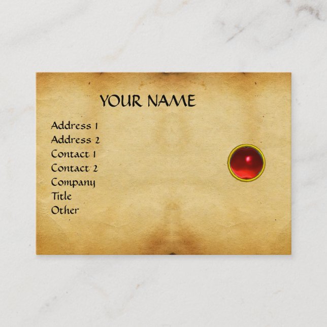 Cartão De Visita GEM MON, RED RUBY, CINZA AGATA, pergaminho (Frente)