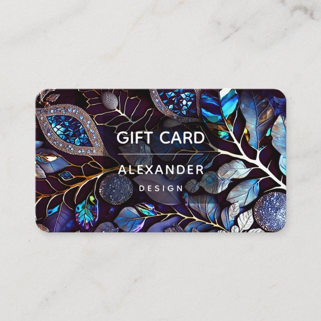 Cartão De Visita Gemstones Cristais Iridescentes, Azul, Lavanda (Frente)