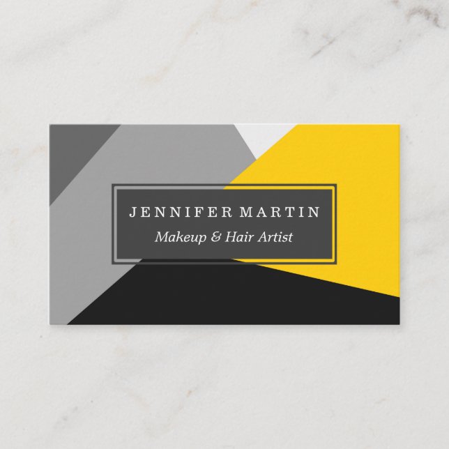 Cartão De Visita Geo amarelo e preto cinzento moderno simples (Frente)