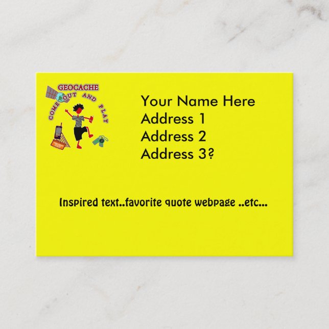Cartão De Visita Geocache sai e joga (Frente)