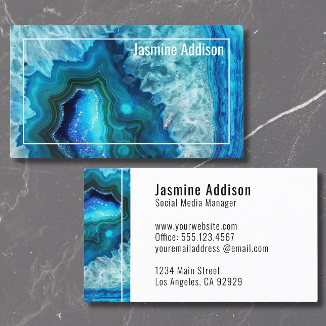 Cartão De Visita Geodo de Agate Profissional Elegante (Glam Chic Trendy Elegant Professional Agate Geode Business Card)