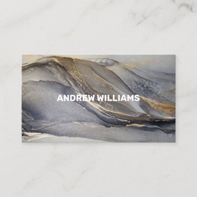 Cartão De Visita Geodo Dourado da Cinza Elegante Profissional (Frente)