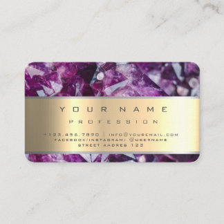 Cartão De Visita Geodo Gemstone Roxo Dourado