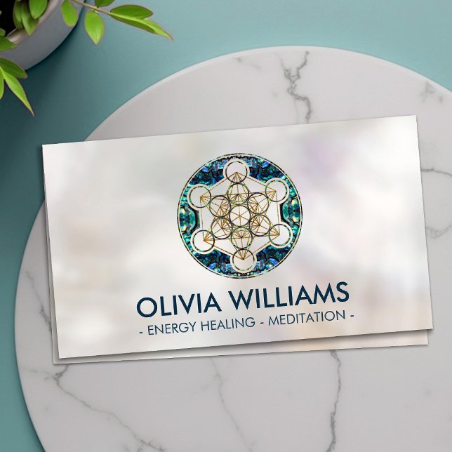 Cartão De Visita Geometria do Cubo do Metatron - Shell Abalone (Criador carregado)