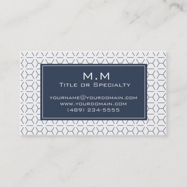 Cartão De Visita Geometric blue and white light (Frente)