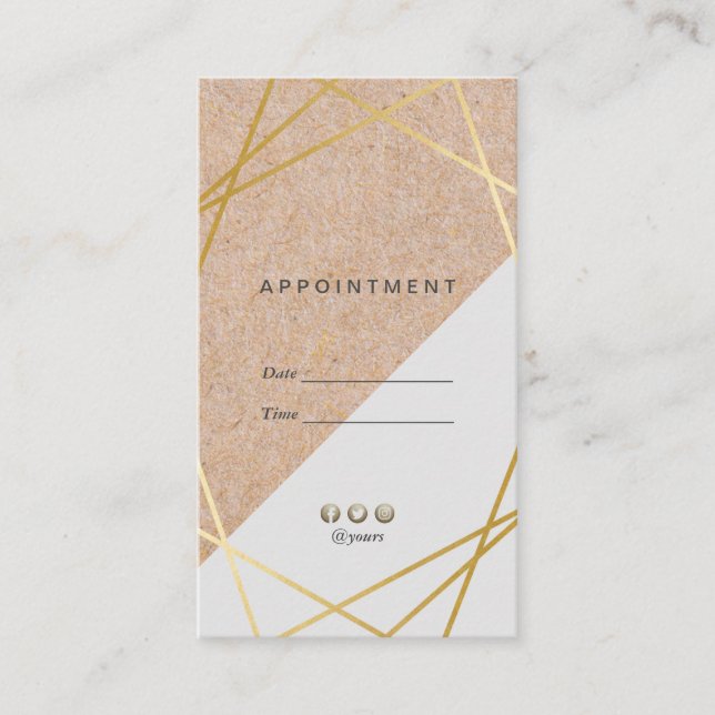 Cartão De Visita GeometricGold KraftCinza de impressão vertical (Frente)