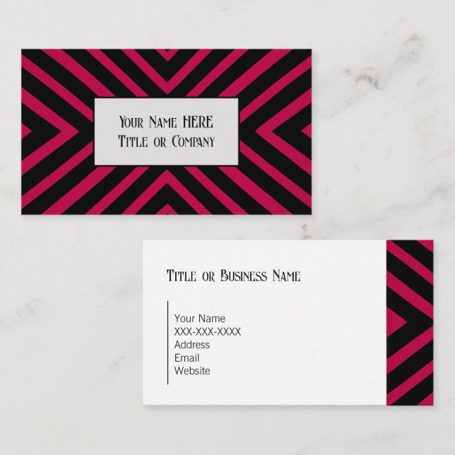 Cartão de visita Geométrico Cor-de-Rosa Negrito (Frente/Verso)