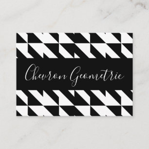 Cartão De Visita Geométrico de Chevron Preto e Branco