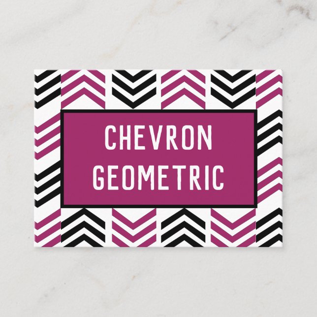 Cartão De Visita Geométrico do Chevron Preto Roxo (Frente)