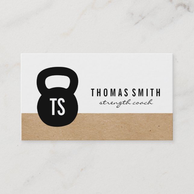 Cartão De Visita Geométrico do Treinador Pessoal Kettle Bell (Frente)