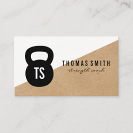 Cartão De Visita Geométrico do Treinador Pessoal Kettle Bell