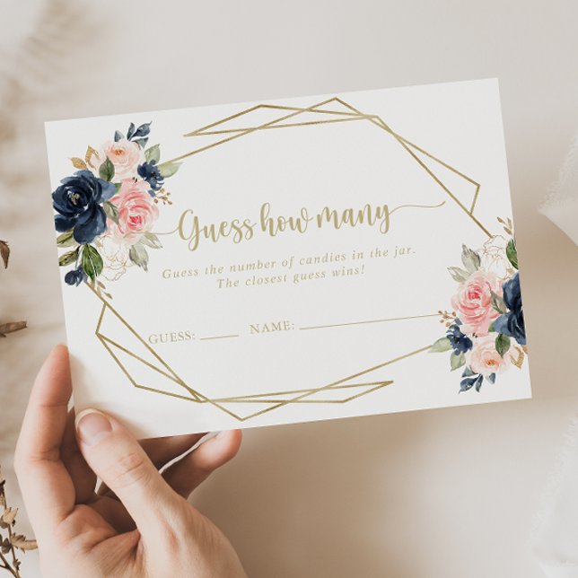 Cartão De Visita Geométrico Dourado Floral Adivinha Quantas Cartas  (Criador carregado)