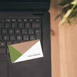 Cartão De Visita Geométrico Escrito Moderno Kraft Olive Green - Bra