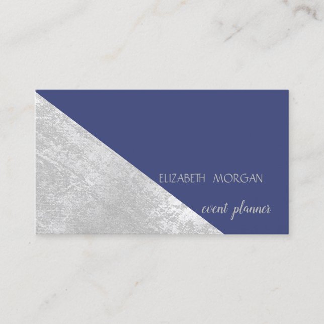 Cartão De Visita Geométrico Moderno Clássico,Cinza Abstrato, Azul (Frente)