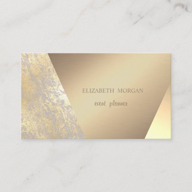 Cartão De Visita Geométrico Moderno Clássico, Faixa Dourada Faux, (Frente)