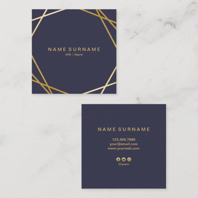 Cartão de visita geométrico moderno do quadrado do (Frente/Verso)