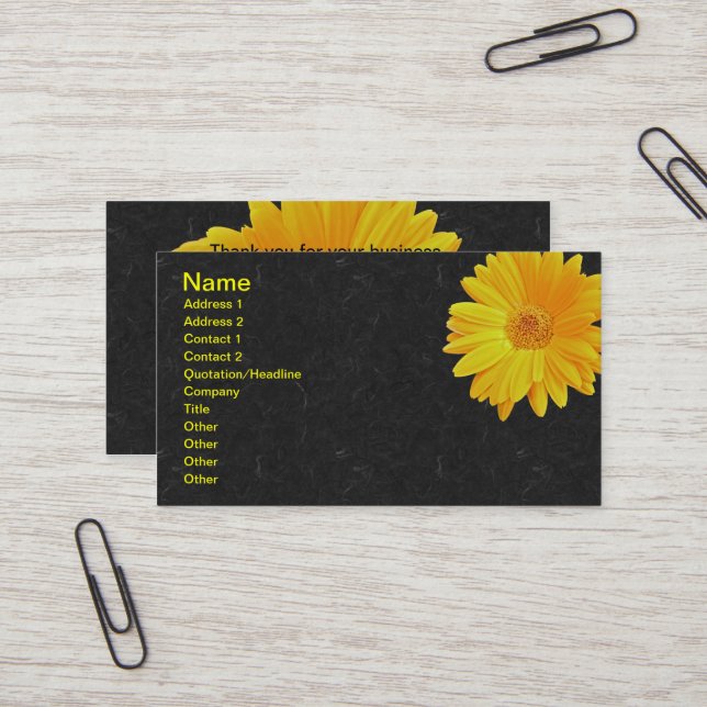 Cartão De Visita Gerbera Daisy (Gerbera hybrida) - Amarelo (Frente/Verso In Situ)