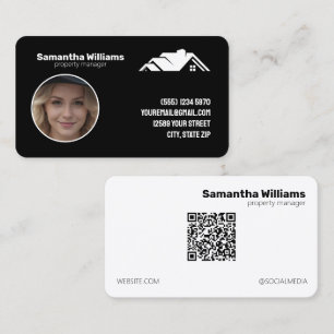 Cartão De Visita Gerenciamento de propriedades QR ou logotipo perso