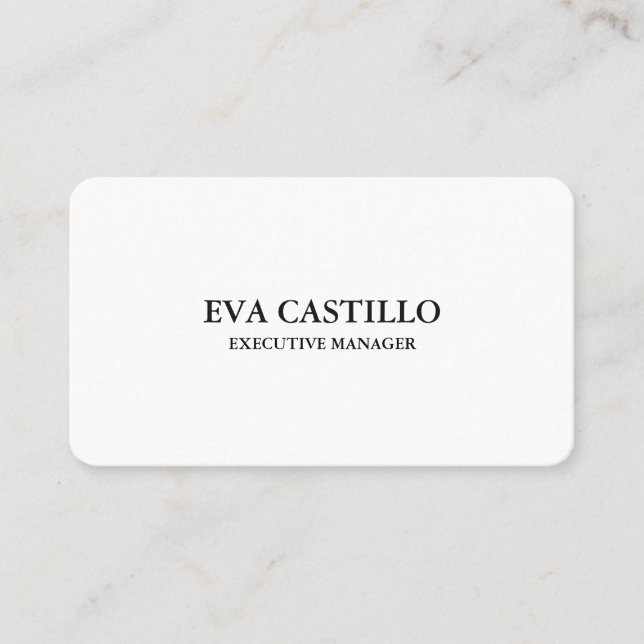 Cartão De Visita Gerente branco simples e elegante moderno e elegan (Frente)