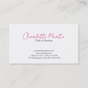 Cartão De Visita Gerente Chefe Consultor Branco Rosa Profissional