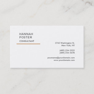 Cartão De Visita Gerente consultor branco da Elegante Trendy Plain