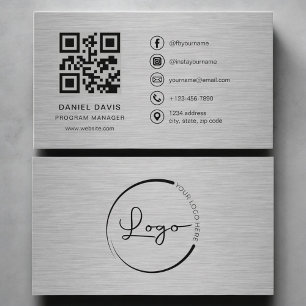 Cartão De Visita Gerente de Programa Metal QR Code