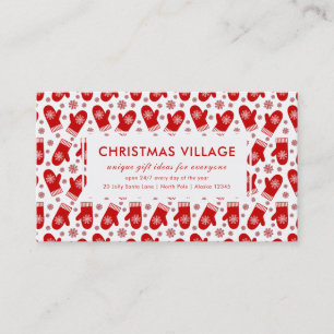 Cartão De Visita Gift Boutique Red Mittens Ski ou Vila de Natal