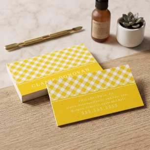 Cartão De Visita Gingham Amarelo Ensolarado