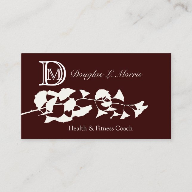 Cartão De Visita Ginkgo Branco Natural Holístico Orgânico (Frente)