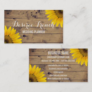 Cartão De Visita Girassóis rústicos sociais dos meios | que Wedding
