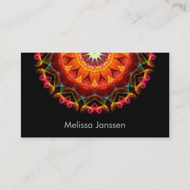 Cartão De Visita Girassol alaranjado - Mandala (Frente)