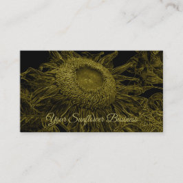 Cartão De Visita Girassol Amarelo Negro Arte Floral Elegante
