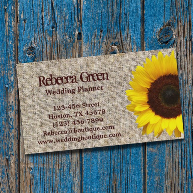 Cartão De Visita girassol do jardim do oeste do país (trendy burlap western country garden sunflower business card)
