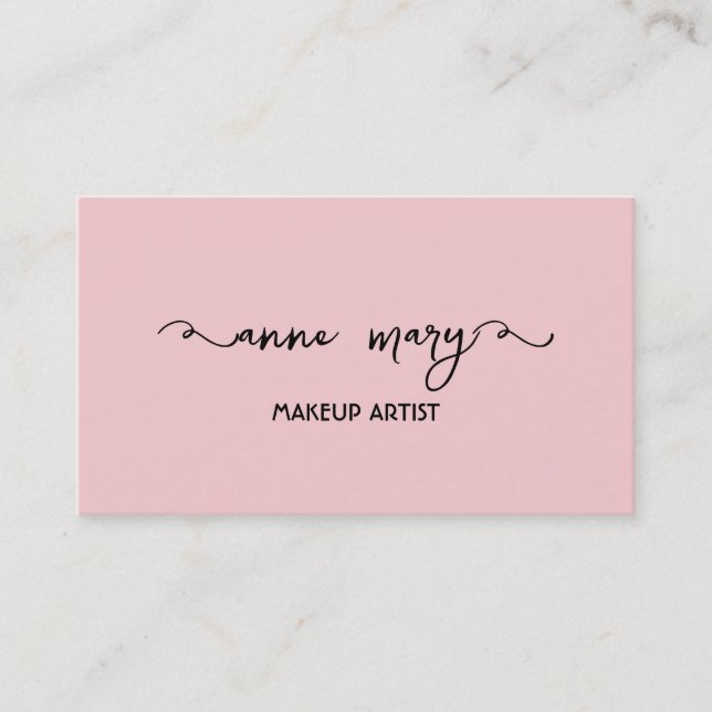 Cartão De Visita Girly Blush Pink Makeup Artista Salon Trendy (Frente)
