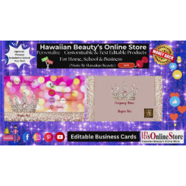 Cartão De Visita Girly Business Trendy Glitter Elegant Crown QRCode