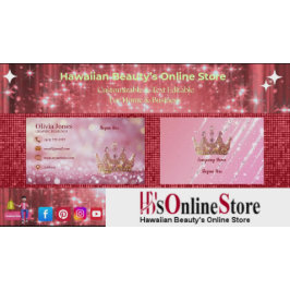 Cartão De Visita Girly Business Trendy Glitter Elegant Crown QRCode