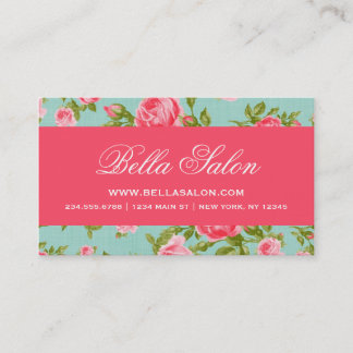 Cartão De Visita Girly Chic Elegant Vintage Floral Rosas