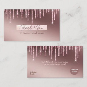 Cartão De Visita Girly Makeup Artist Glitter Obrigado