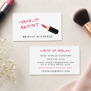 Cartão De Visita Girly Mod Pink Lipstick Makeup Artista