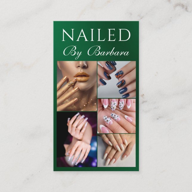 Cartão De Visita Girly Modern Photo Nail Artist Technician Código Q (Frente)