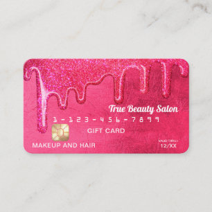 Cartão De Visita Girly Neon Pink Espesso Glitter Drives Gift Crédit