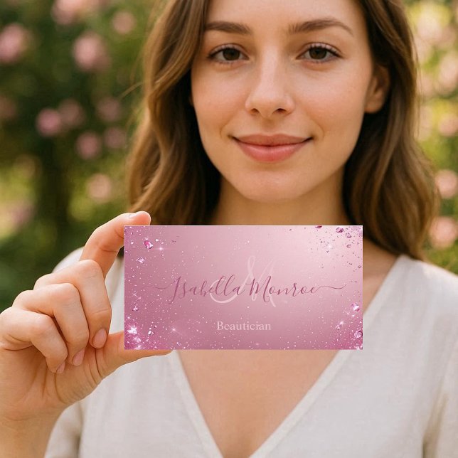 Cartão De Visita Girly Pale Pink Luxe Beautician Skin Nail Expert (Girly Pale Pink Luxe Beautician Skin Nail Expert Business Card)