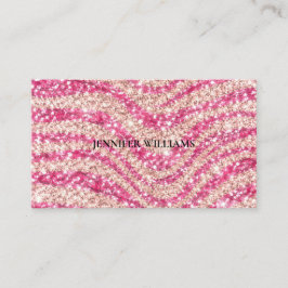Cartão De Visita Girly Pink Blush Glitter Zebra Pattern            