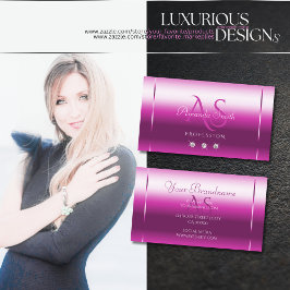 Cartão De Visita Girly Pink Lilac Shimmer Sparkle Diamantes Monogra