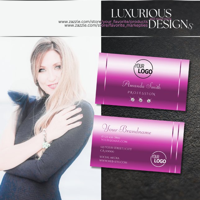 Cartão De Visita Girly Pink Lilac Shimmer Sparkle Diamouros adicion (Criador carregado)