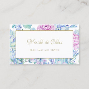 Cartão De Visita Girly Purple Succulents Floral Beauty Boutique