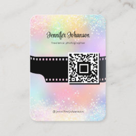Cartão De Visita Girly Sparkly Glitter Film Roll Câmera QR