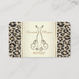 Cartão De Visita Girly Trendy Modern Glitter Leopard Print, Vestido